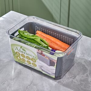 Fresh Produce Saver Containers with Herb Keeper and Air Vent Lids - Keep Fruits, Vegetables, Lettuce, Berries, and Salad Fresh in the Fridge - Removable Colander and Kitchen Organization Solutions