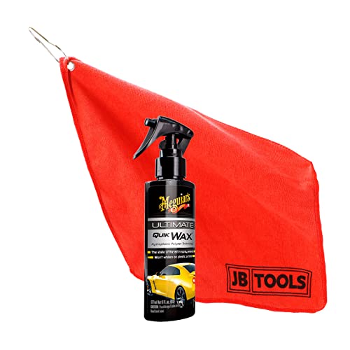 JB Tools Red Microfiber Towel 12" x 12" and MEGUIARS G17506 Ultimate Quik Wax