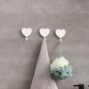 kiskick Wall Hook Heavy Duty Punching Wall Mounted Storage Wooden Heart Shaped Coat Hook Kitchen Accessories White