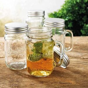 Glaver's Mason Jar 16 Oz. Glass Mugs with Handle and Lid Set Of 6 Old Fashioned Drinking Glass Bottles Original Mason Jar Pint Sized Cup Set.