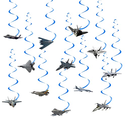 Air Force Hanging Swirls Party Decorations Top Airforce Gun Birthday Party Supplies Whirls Glitter Foil Ceiling Swirls Stream