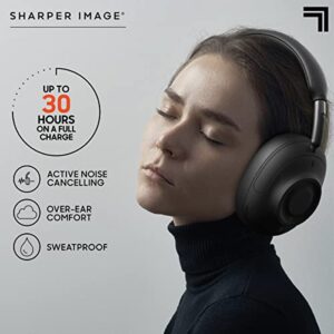 Sharper Image Soundhaven Wireless Over-Ear Bluetooth Headphones, Active Noise Canceling, 30-Hour Playtime, IPX4 Sweatproof, Music & Call Touch Controls, Connect to 2 Devices, Premium Audio Drivers