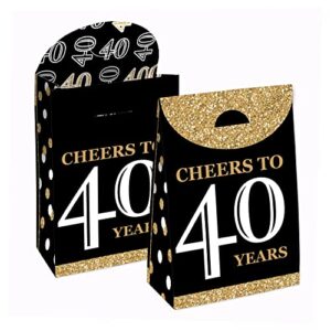 big dot of happiness adult 40th birthday - gold - birthday gift favor bag - party goodie boxes - set of 12