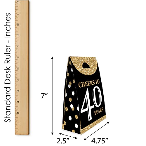 Big Dot of Happiness Adult 40th Birthday - Gold - Birthday Gift Favor Bag - Party Goodie Boxes - Set of 12