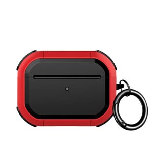 saharacase armor series case for apple airpods pro 2 (2nd generation) [rugged] full body protection antislip grip slim with keychain (red)