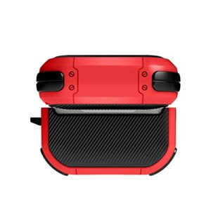 SaharaCase Armor Series Case for Apple AirPods Pro 2 (2nd Generation) [Rugged] Full Body Protection Antislip Grip Slim with Keychain (Red)