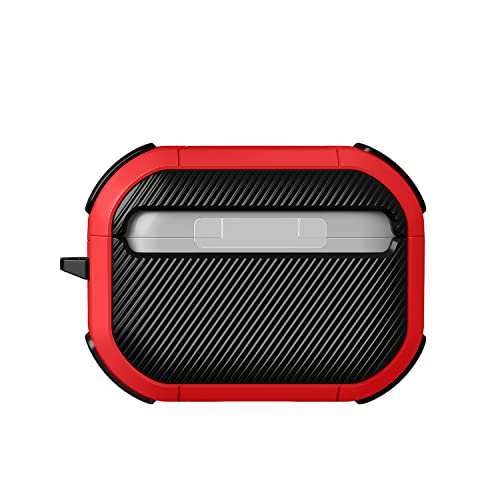 SaharaCase Armor Series Case for Apple AirPods Pro 2 (2nd Generation) [Rugged] Full Body Protection Antislip Grip Slim with Keychain (Red)