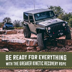 Greaker 1" x30' (33,900lbs MBS) Kinetic Energy Recovery Tow Rope Heavy Duty Offroad Snatch Strap for UTV, ATV, Truck, Car, Jeep, Tractor - Unique 4x4 Style