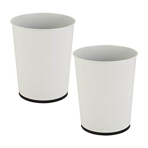 Bath Bliss 5 Liter Small Wastebasket | 2 Pack | Round Open Top | Trash Can | Bathroom | Bedroom | Kitchen | Office | Dorm | Disposal Waste Bin | Garbage | White