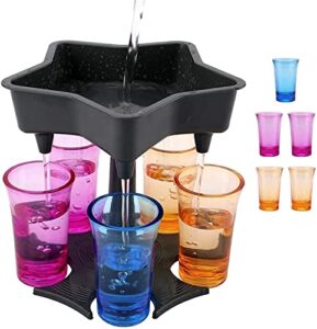 weepro shot glass dispenser and holder dispenser with cups, 5 shot buddy dispenser for liquid/drinks/beverages great for parties, bars, and hosting, perfect for thanksgiving, christmas, new year