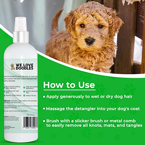 We Love Doodles Dog Detangler Spray - Leave-in Conditioner for Dogs - Dog Detangling Spray - Dematting Spray for Dogs - Tangle Remover - Made in The USA - Large 16 fl oz (Lavender)