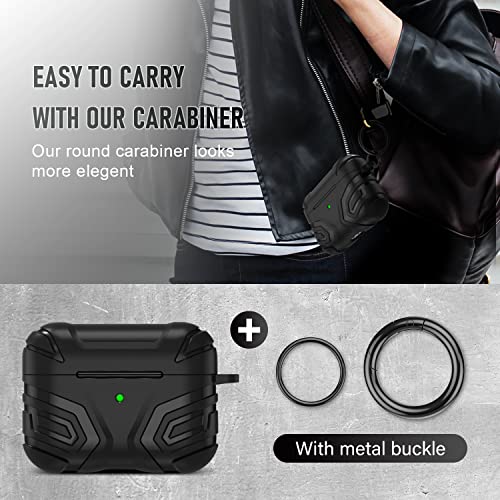 Maxjoy 2022 Airpods Pro 2nd Generation Case Cover with Lock, Military Armor AirPod Pro 2nd Generation with Keychain for Men Women Shockproof Protective Case for AirPods Pro 2 case,Black