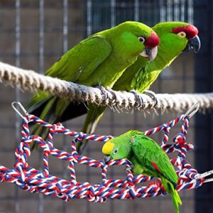 2 Pack Large Colorful Bird Rope Net, 14 × 10 Inches Rat Climbing Rope Net, Pet Hanging Hammock, Bird Ladder Rope Bridge, Small Animal Rope Net Toy, Cage Accessories for Rat Hamster Bird Ferret