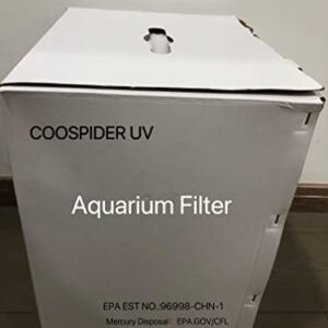 COOSPIDER UV Light External Canister Filters Fish Tank Filter 370GPH Aquarium Turtle Tank Filter with Media EPA EST NO. : 96998-CHN-1