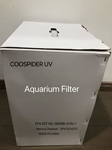 COOSPIDER UV Light External Canister Filters Fish Tank Filter 370GPH Aquarium Turtle Tank Filter with Media EPA EST NO. : 96998-CHN-1