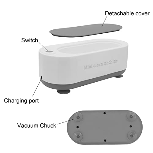 Hooshion Ultrasonic Jewelry Cleaner, 45kHZ Glasses Cleaner with Contact Lens Storage Case, Ultrasonic Cleaner for Eye Glasses, Watches, Earrings, Ring, Necklaces, Coins, Razors