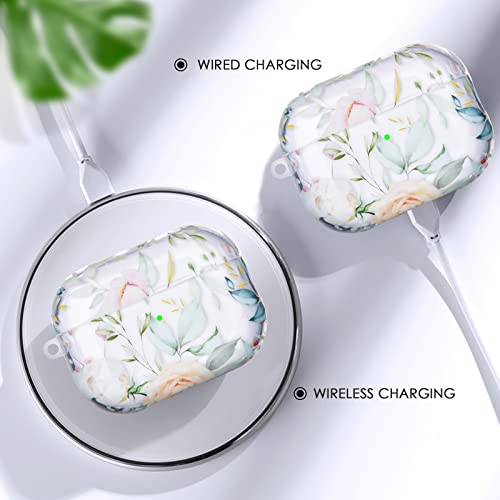 CAGOS for Airpods Pro 2 Case 2022, Clear Cute Floral Airpods Pro 2nd Generation Case Cover with Anti-Lost Lanyard Strap and Keychain for Women Girls Teens, Peonies