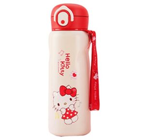 everyday delights hello kitty stainless steel insulated water bottle with strap white 480ml
