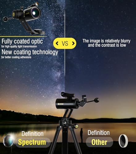 SpectrumOI Telescope for Adults and Kids, 70mm Maksutov Telescope for Adults Astronomy, Telescope for Kids 8-12 Telescopio for Astronomical Exploration and Kids' Fascination with Astronomy,AZ Mount