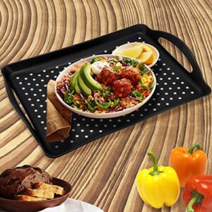 MUKLEI 4 Pcs Rectangle Anti-Slip Food Serving Tray with Handles, Plastic Food Serving Tray Drink Tray for Appetizer, Fruit, Dessert, Party, Breakfast