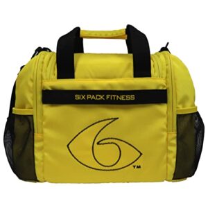 6 Pack Bags Innovator Mini Meal Prep Lunch Bag with 4 BPA-Free, Reusable, Microwavable, Freezer Safe, Portion-Controlled Containers, Pill Organizer, Lunch Box with Storage Pockets - (Yellow/Black)