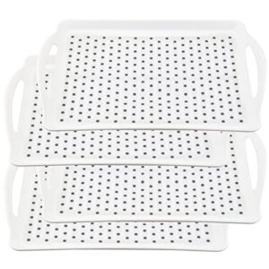 muklei 4 pcs rectangle anti-slip food serving tray with handles, plastic food serving tray drink tray for appetizer, fruit, dessert, party, breakfast