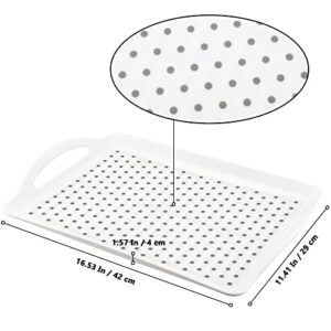 MUKLEI 4 Pcs Rectangle Anti-Slip Food Serving Tray with Handles, Plastic Food Serving Tray Drink Tray for Appetizer, Fruit, Dessert, Party, Breakfast