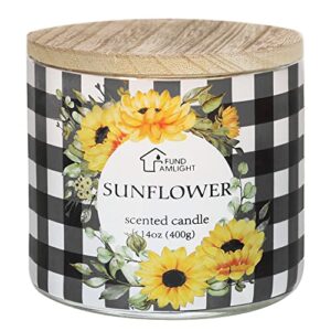 sunflower candle sunflower scented candle 3 wicks large candle, 14 oz