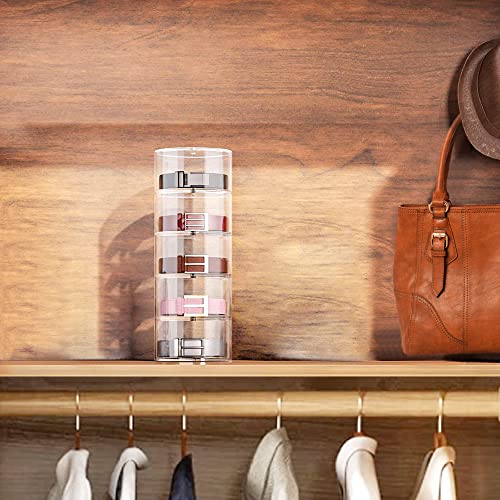 Acrylic Belt Organizer for Closet - 5 Compartments Transparent Storage Holder | Display Case for Makeup, Jewelry, Watches, Bow Tie, & Bracelets | Multipurpose Clear Containers & Versatile Design