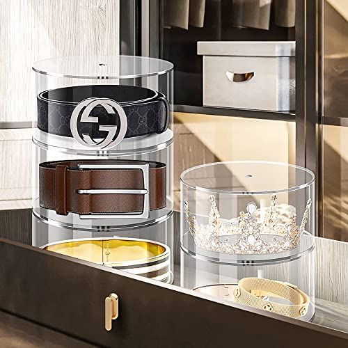 Acrylic Belt Organizer for Closet - 5 Compartments Transparent Storage Holder | Display Case for Makeup, Jewelry, Watches, Bow Tie, & Bracelets | Multipurpose Clear Containers & Versatile Design