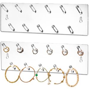 peohud 2 pack wall mounted jewelry stand organizer, acrylic necklace hanger with 11 hooks, hanging necklace holder, jewelry display rack for bracelets rings bangles chains key, belts