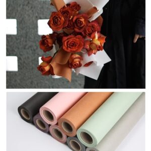 Flower Wrapping Paper Bouquet Black Roll Waterproof Floral Bouquets Wraps Florist Marterial Supplies 23.23 x 288 inches Christmas, New Year, Valentine's Day (Color 2 (Black）)