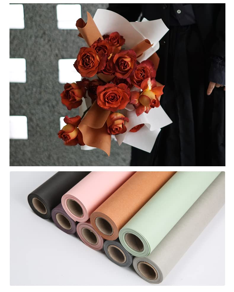 Flower Wrapping Paper Bouquet Black Roll Waterproof Floral Bouquets Wraps Florist Marterial Supplies 23.23 x 288 inches Christmas, New Year, Valentine's Day (Color 2 (Black）)