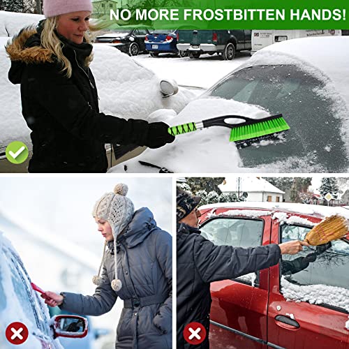 CYEVA 3 Pack 27" Snow Brush with Ice Scraper, Ice Scrapers for Car Windshield, Detachable Snow Removal Tool with Ergonomic Foam Grip for Cars Trucks SUVs (Green)