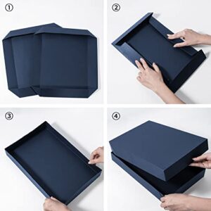 Shirt Boxes for Wrapping Gifts Navy Blue Gift Box with Lids, NIGNYA 6 Pack 14.2”x9.5”x1.96” Sturdy Cardboard Paper Wrapping Boxes Medium Shirt Boxes for Sweaters,Presents, Clothes, Shirt, Christmas Present, Womens Mens Gift, Father, Mother, Birthday