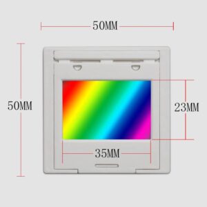 Diffraction Grating Optical Grate Teaching Demonstration Transmission Grating Spectrophotometer Holographic Imaging 50x50mm (Color : 50 Lines 1mm, Diameter : 50x50mm)
