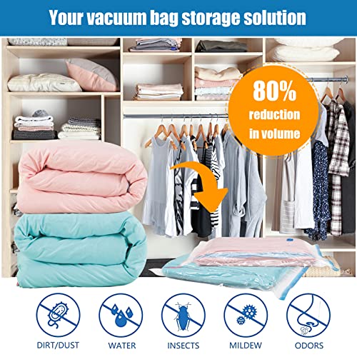 LEPAYU Vacuum Storage Bags Space Saver Bags with Hand-pump Travel Storage Bag for Bedding,Pillows,Towel,Clothes(5 pack 16 * 24 in)