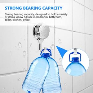 Zerodeko Silver Suction Cup Hooks 2pcs Punch Free Suction Cups Vacuum Hook for Flat Smooth Wall Surface Towel Robe Bathroom Kitchen Shower Bath Coat