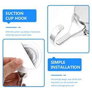 Zerodeko Silver Suction Cup Hooks 2pcs Punch Free Suction Cups Vacuum Hook for Flat Smooth Wall Surface Towel Robe Bathroom Kitchen Shower Bath Coat