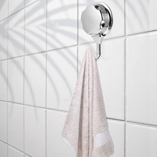 Zerodeko Silver Suction Cup Hooks 2pcs Punch Free Suction Cups Vacuum Hook for Flat Smooth Wall Surface Towel Robe Bathroom Kitchen Shower Bath Coat