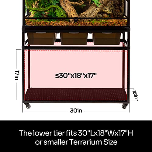 REPTIZOO Reptile Tank Stand Terrarium Cabinet with Breeding Boxs for 36”Wx18”D Reptile Aquarium Terrarium, Stackable Breeding Rack with Rolling Wheels
