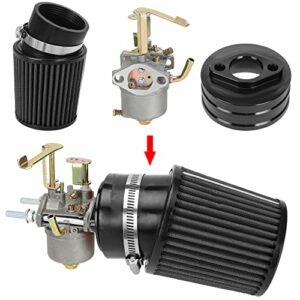 GREHUA Upgrade Carburetor Carb Air Filter Adapter Exhaust Pipe Muffler Stage 2 Kit for 79cc Predator 98cc 3.0HP Coleman Powersports CT100U CC100X Mini Bike Go Kart Motor Engine Performance Parts Black