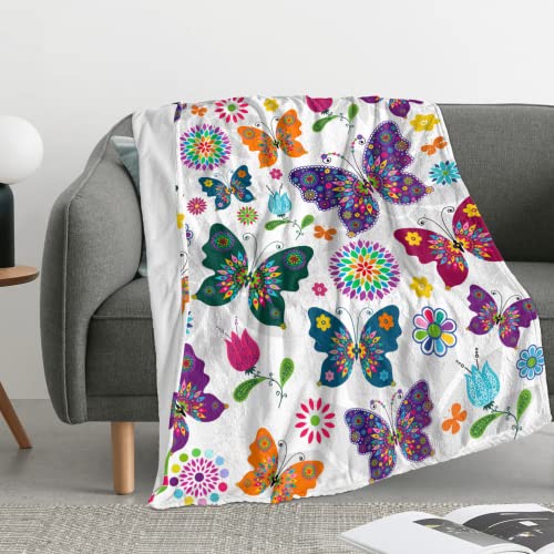 Carwayii Butterfly Blanket Soft Fleece Throw Blanket Durable Cozy Butterfly Sofa Blanket Warmth Noon Break Blanket Reversible Air Conditioning Blanket Warm Lap Blanket Gift for Women Men 50''X60''