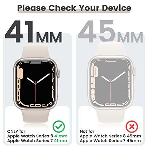 Tensea [3Pack] for Apple Watch Screen Protector Case Series 9 8 7 41mm Accessories, iWatch Hard PC Diamond Bumper Case Built-in Tempered Glass Film, Protective Bling Face Cover for Women Girls, 41 mm