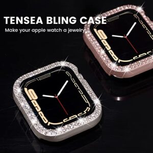 Tensea [3Pack] for Apple Watch Screen Protector Case Series 9 8 7 41mm Accessories, iWatch Hard PC Diamond Bumper Case Built-in Tempered Glass Film, Protective Bling Face Cover for Women Girls, 41 mm