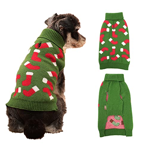 Yokee Dog Christmas Sweater Holiday Dog Apparel Dog Turtleneck Sweater Puppy Kitten Fall Dog Sweater Pet Clothes Christmas Socks Pattern Winter Clothes for Small Medium Large Dog L Dog Sweaters