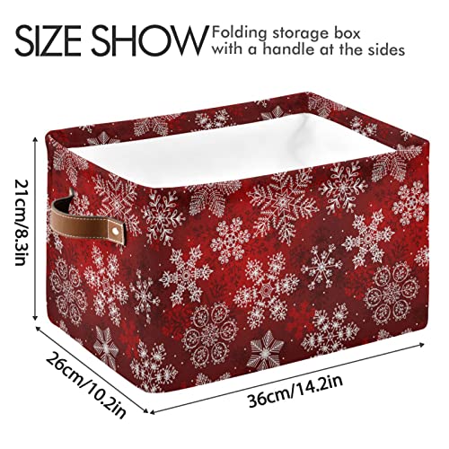 Storage Basket Cute Snowflakes Red Storage Basket for Shelves Storage Cubes Storage Bins for Organizing Closet Shelf, Collapsible Fabric Nursery Storage Bin