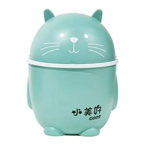 cartoon cat table plastic trash can desktop waste box bin garbage basket home office supplies dustbins sundries barrel box for home (color : green)