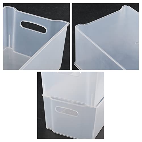 Jekiyo 4 Pack Stackable Pantry Freezer Bin, Small Plastic Storage Container Bins Box, Clear, F