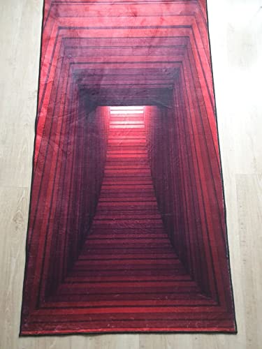 3D Vortex Rug, 3D Illusion Rug, Red Rectangular Illusion Rug, Vortex Illusion Carpet, 3D Effect, Optical Illusion (47”x70”)=120x180cm